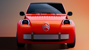 Die Front zeigt die vom Vorgänger gewohnte, stark gewölbte Motorhaube und die runden Scheinwerfer