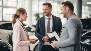 Menschen  im Gespräch im Autohaus