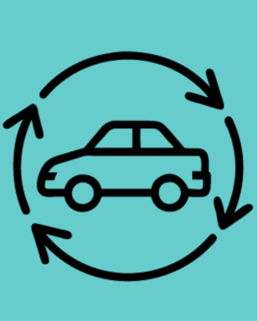 Icon Auto in einem Kreis aus Pfeilen