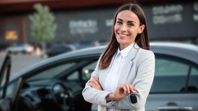 Businessfrau vor Auto