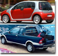 Smart Forfour und Fiat Strada