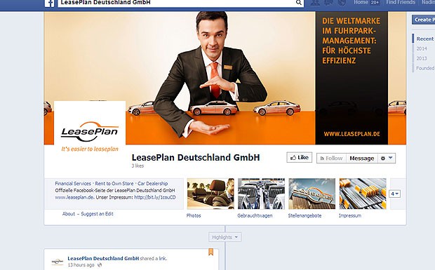 Premiereauftritt: Bei LeasePlane freut man sich über den Austausch, der über die eigene Facebookseite stattfindet soll.