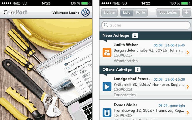 VW Leasing: Aufträge per Smartphone-App steuern