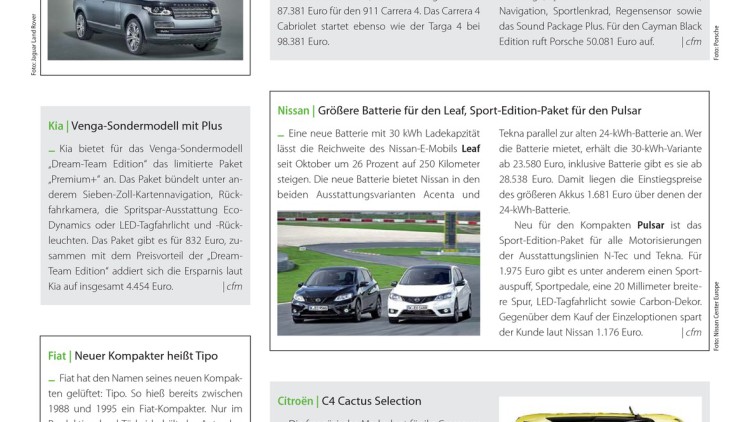 Nissan: Größere Batterie für den Leaf, Sport-Edition-Paket für den Pulsar