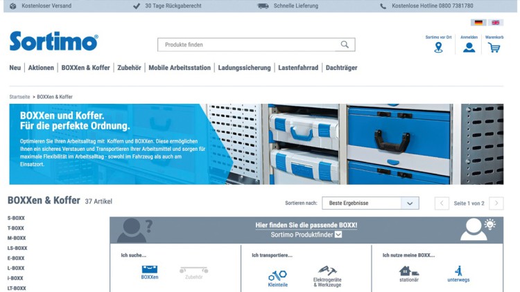 Online-Shop: Sortimo startet Produktfinder