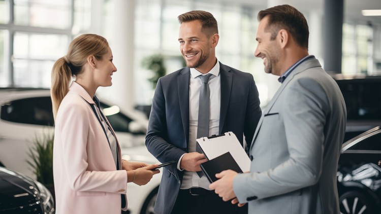 Menschen  im Gespräch im Autohaus