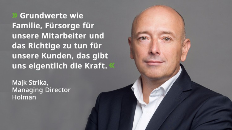 Foto und Zitat von Majk Strika, Managing Director Holman