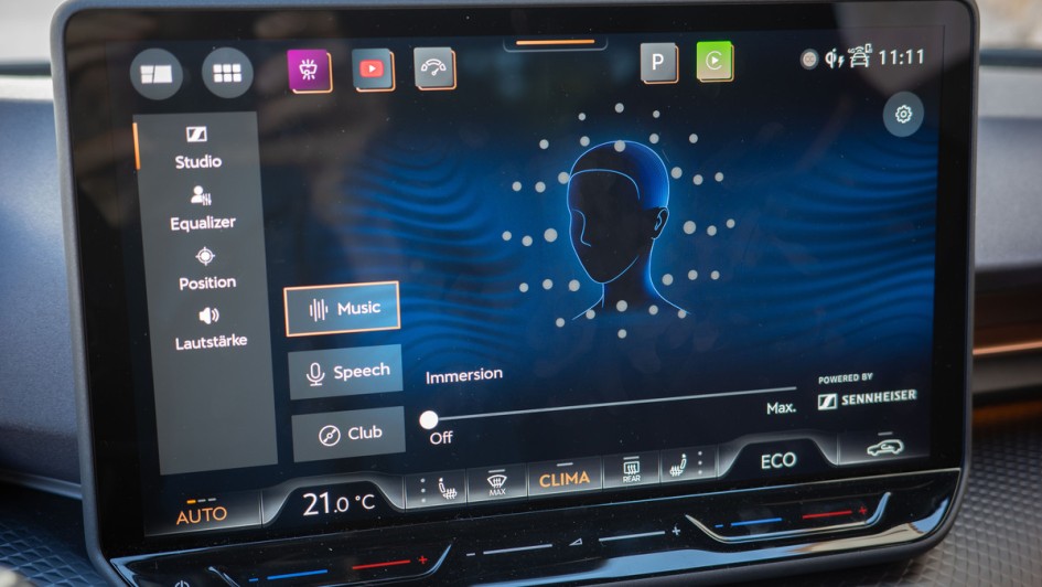 Details zu den Einstellungen des Sennheiser Soundsystems im Cupra Raval