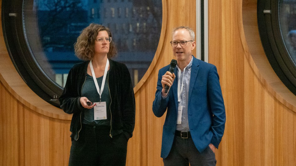 Cargobikes in der betrieblichen Mobilität, Arne Behrensen, Zukunft Fahrrad e.V. und Kirsten Havers, cargobike.jetzt, erläuterten, wie Lastenräder eventuell sogar Pkw ersetzen können.
