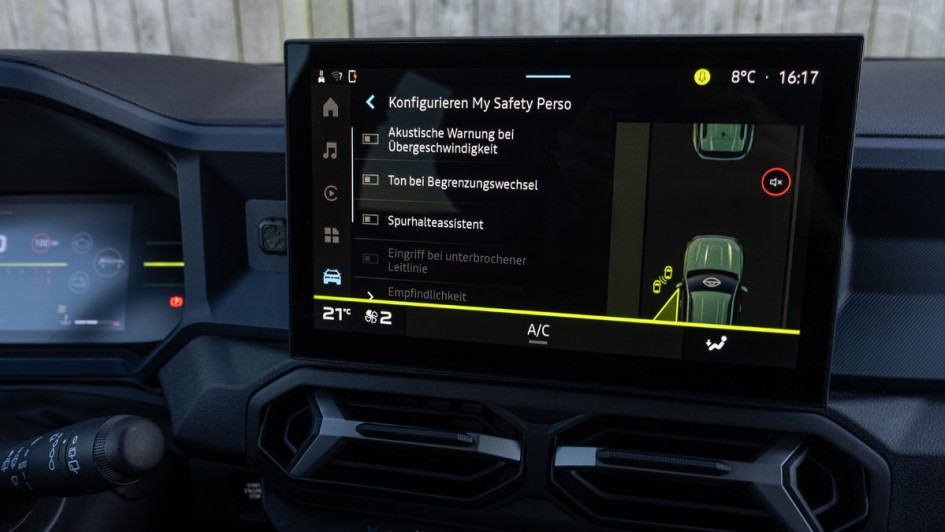 Einstellung der Präferenzen bei den Assistenzsystemen im Menü "MySafetyPerso"