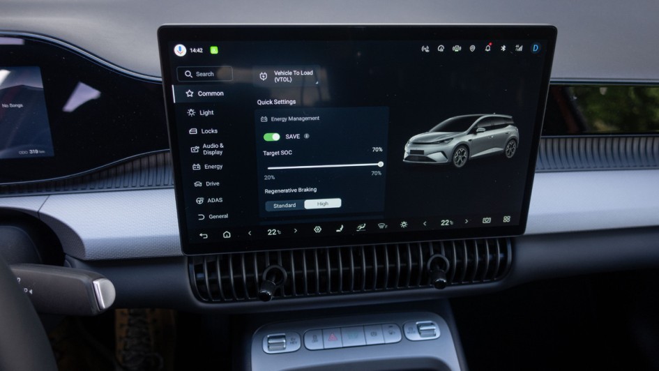 Ansicht der Menüstruktur im Bildschirm des BYD Dolphin G
