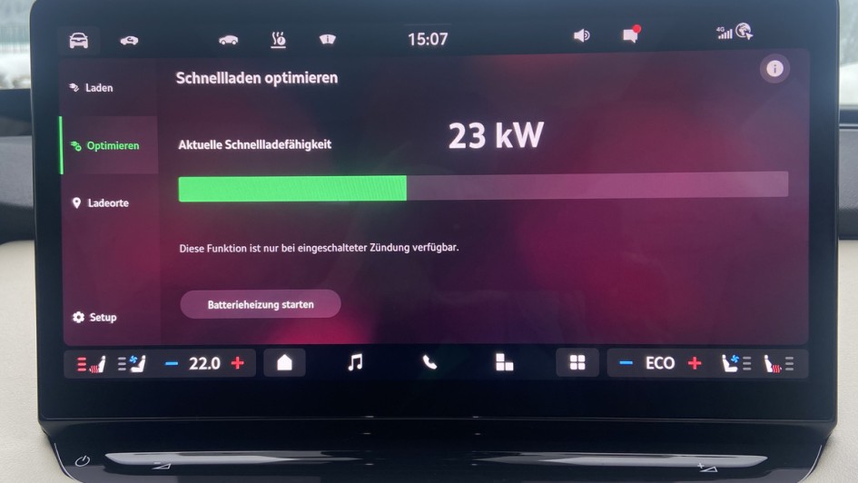 Skoda enyaq Foto vom Mittendisplay 