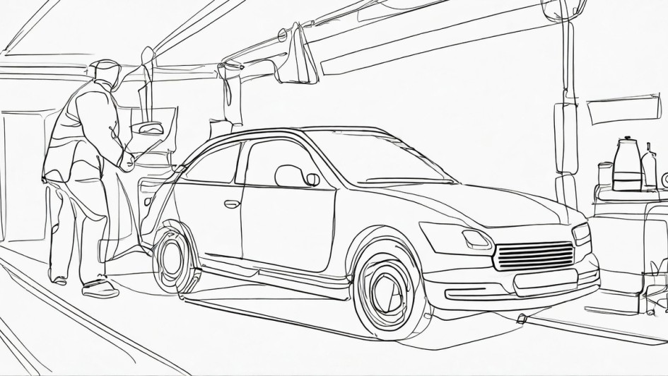 Ein Auto in der Werkstatt